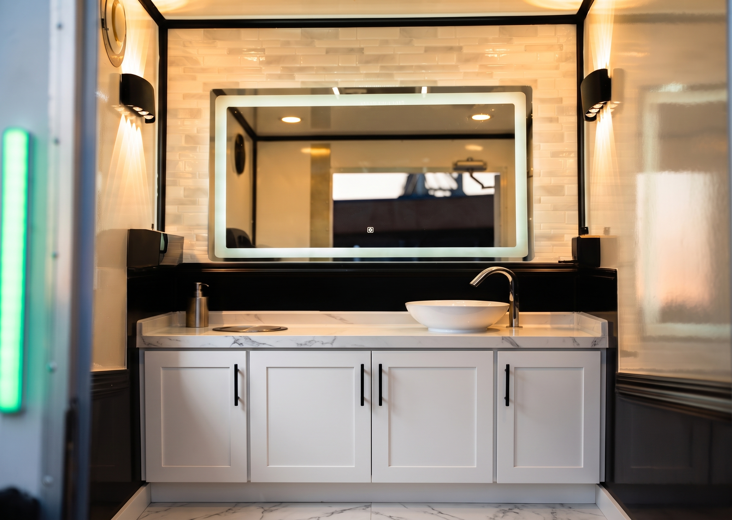 Luxury portable restroom trailer interior