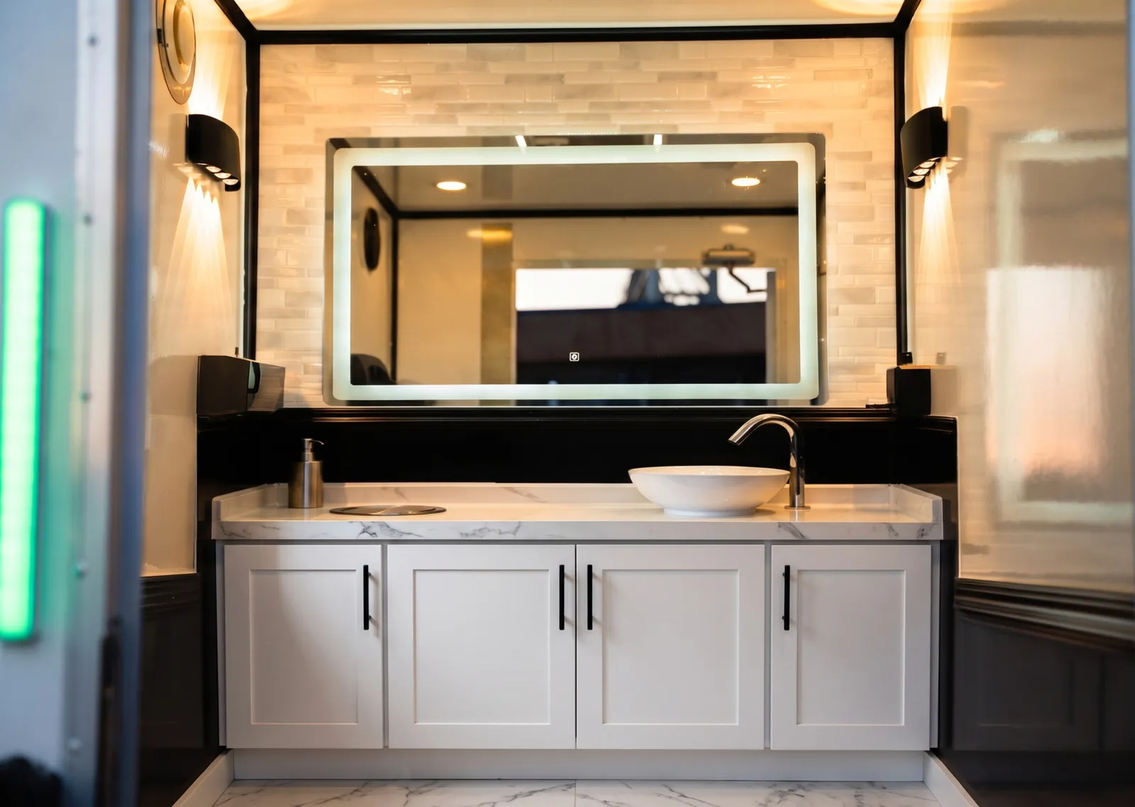 Luxury portable restroom trailer interior