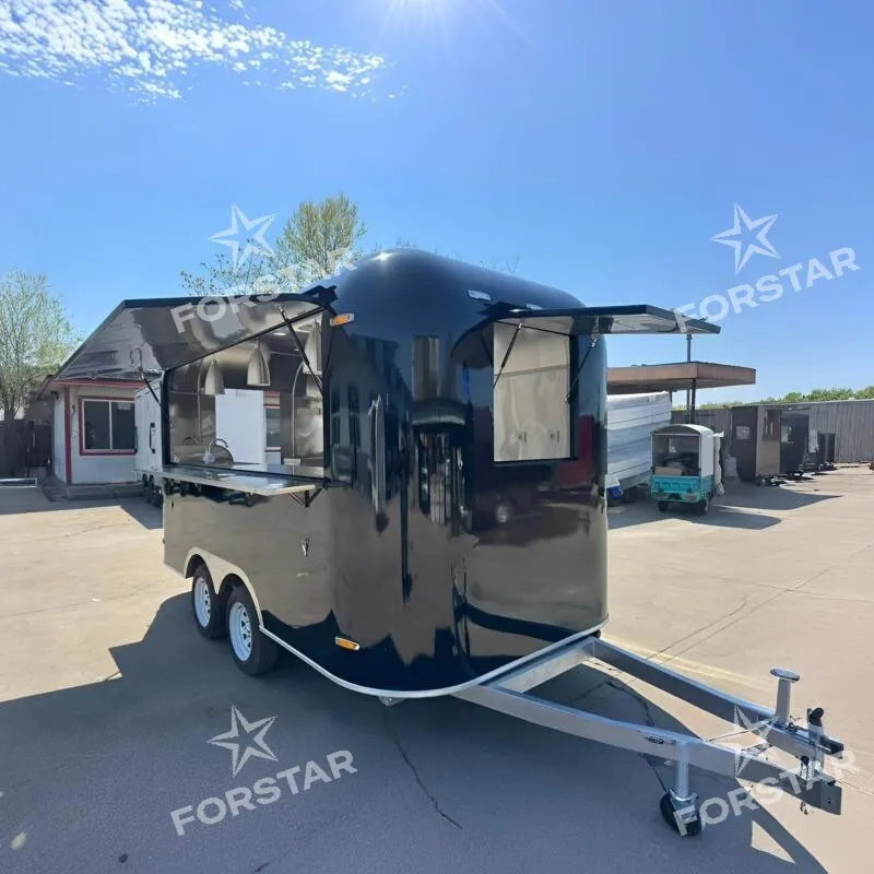 FS-D300 1 Door Gloss Black Concession Food Trailer exterior