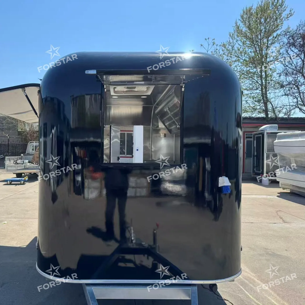 FS-D300 1 Door Gloss Black Concession Food Trailer gallery image 3