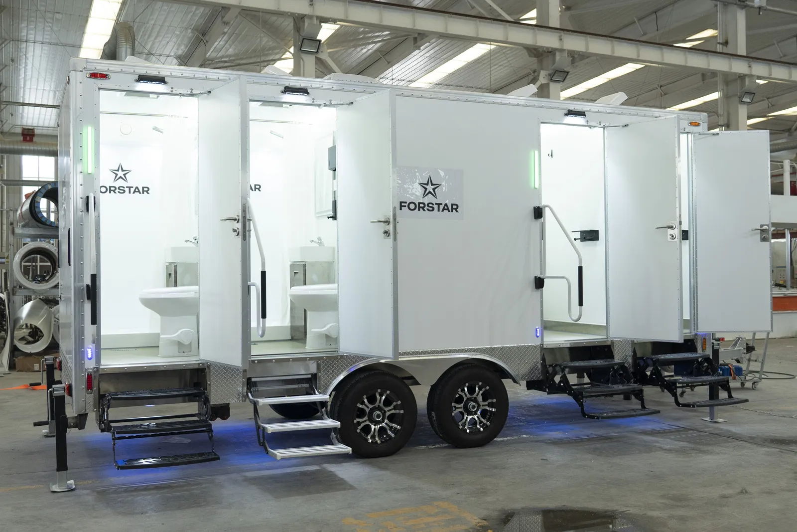 SK480S 4 Door 4 Station Restroom & Shower Combo Trailer exterior