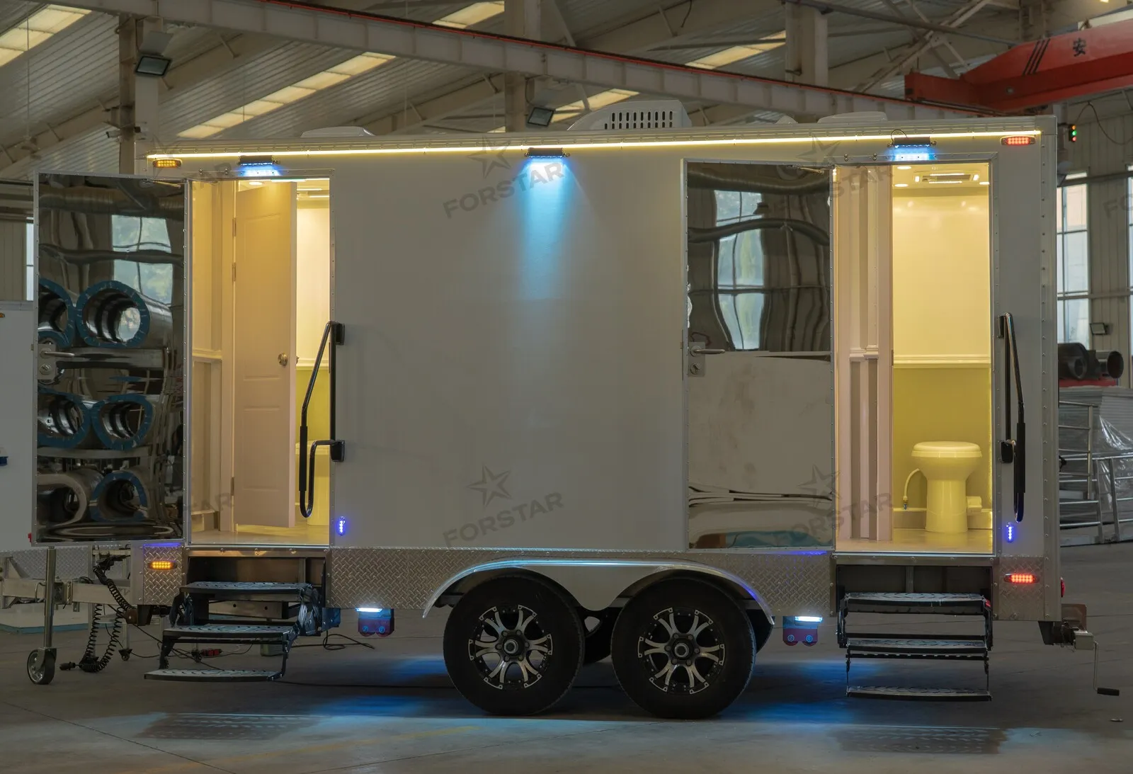 SK500 Ambient Luxury 2 Door 5 Station Restroom Trailer exterior