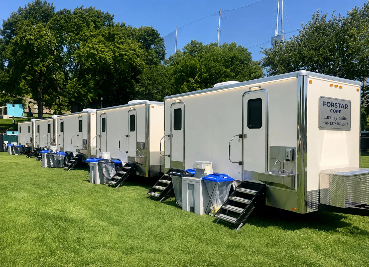 Forstar Group Corp luxury restroom trailer interior setup